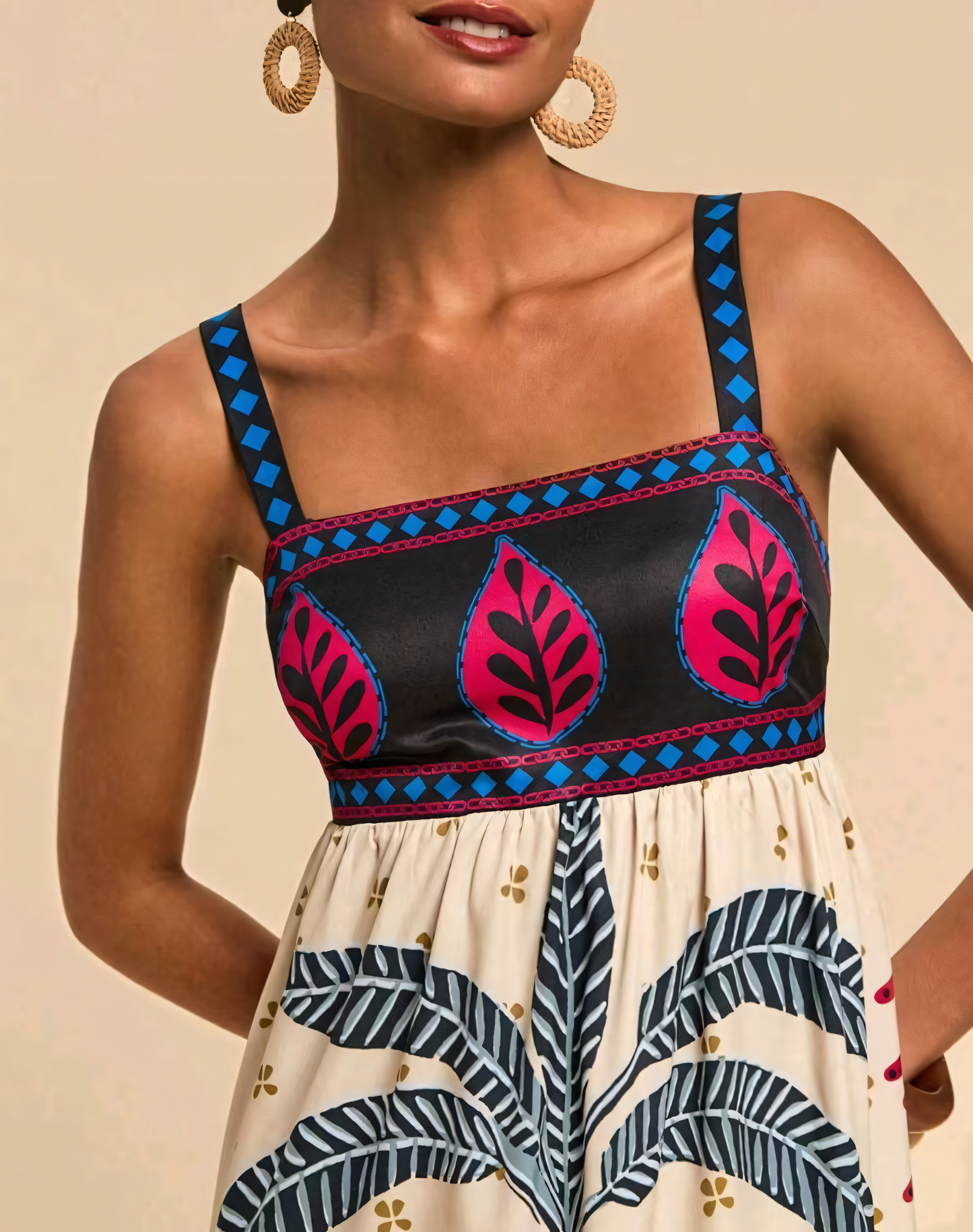 Tropical Print Bohemian Maxi Dress