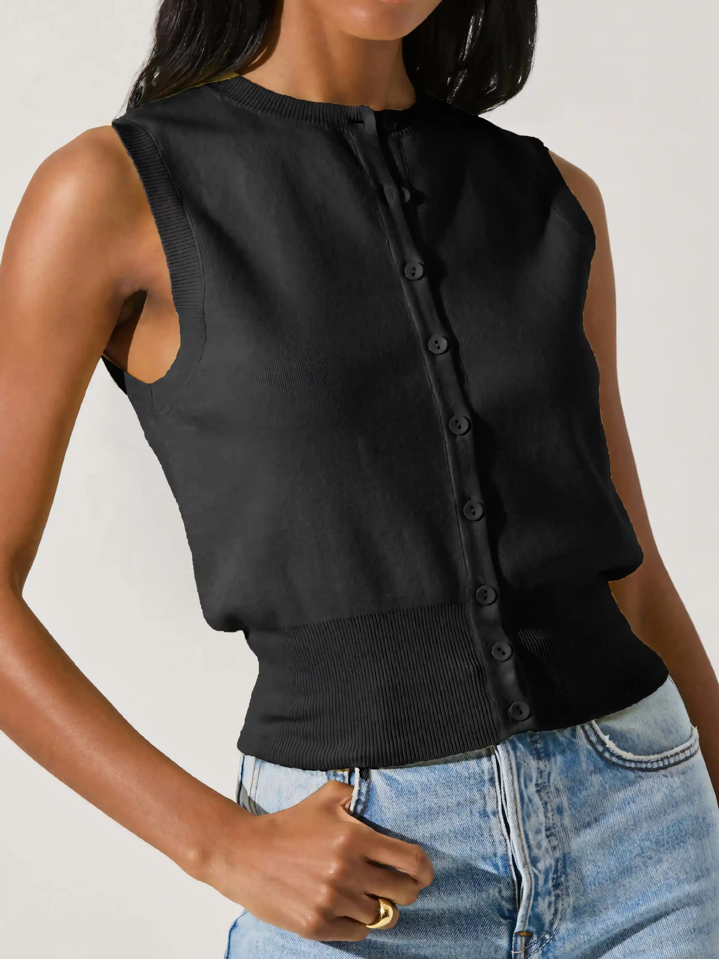Solid Color Knit Out Tank Top