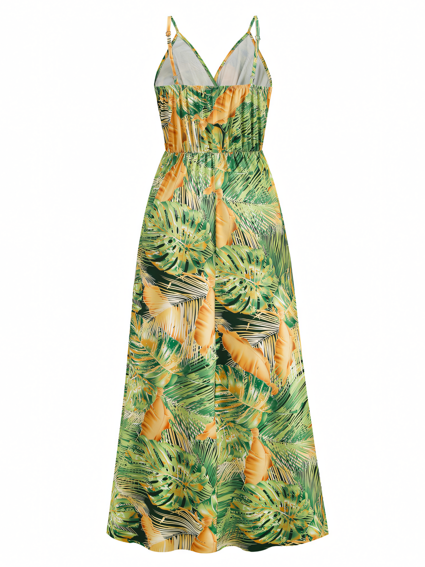 Green Printed Bohemia V-Neck Halter Maxi Dress