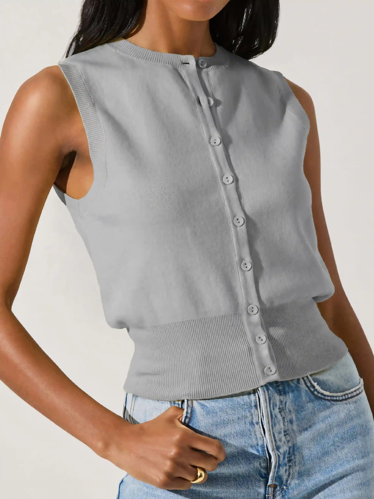 Solid Color Knit Out Tank Top