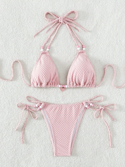 Strawberry Charm Halterneck Tie Bikini