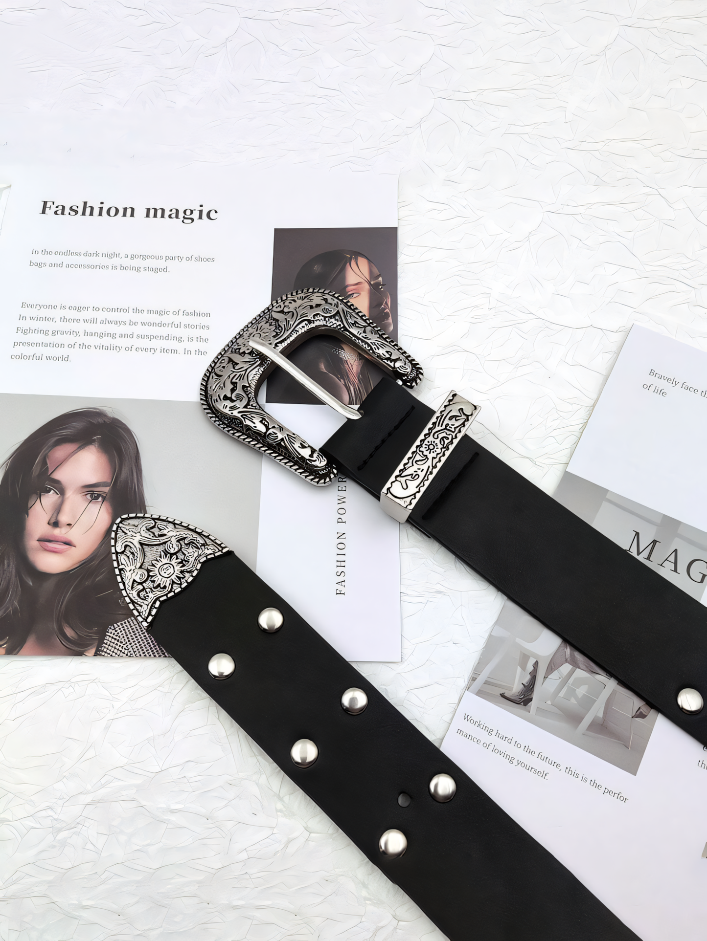 Studded Vintage Metal Leather Belt