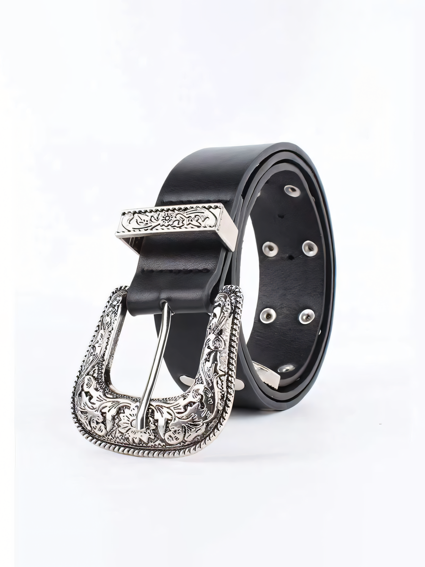 Studded Vintage Metal Leather Belt