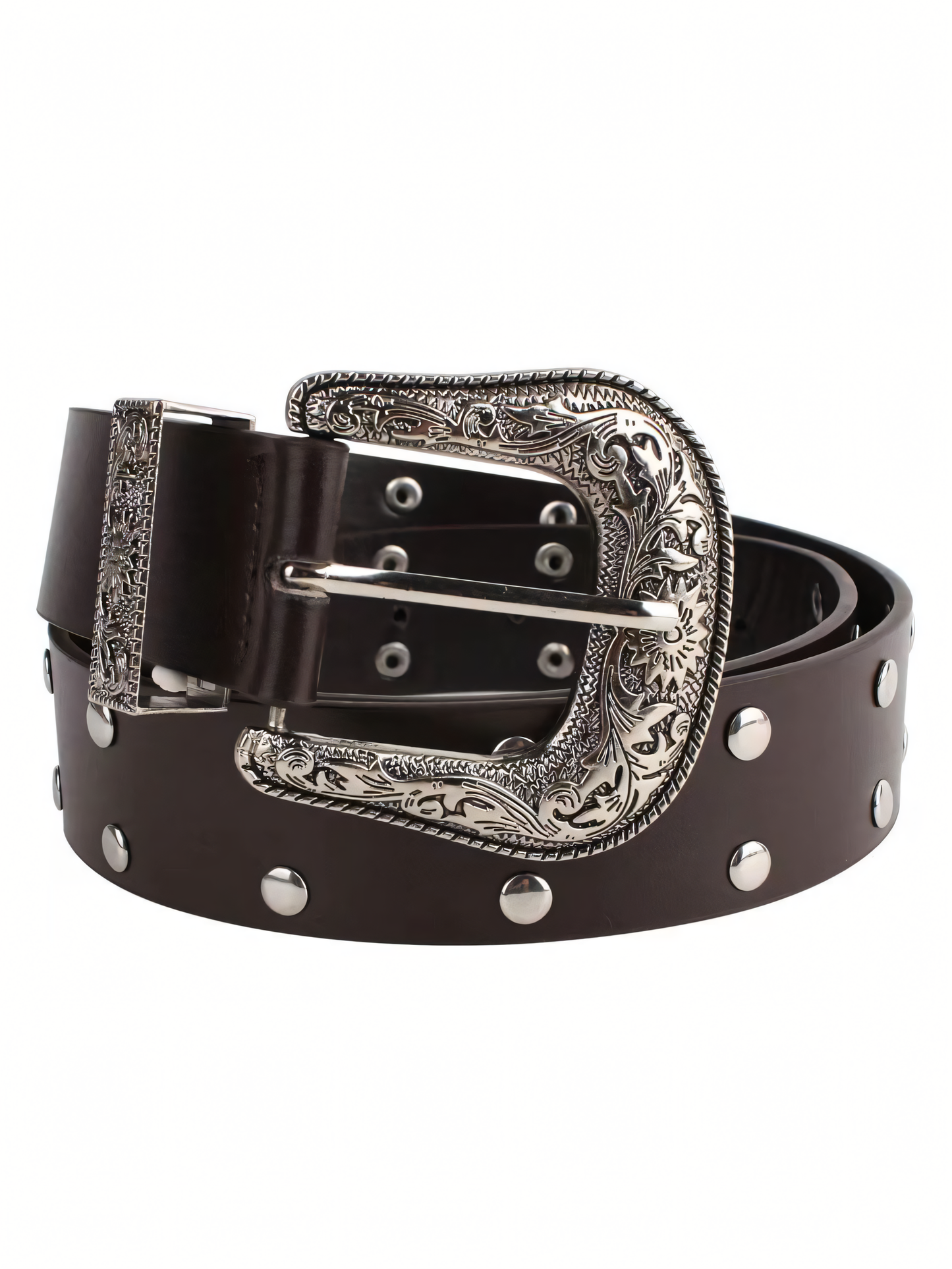 Studded Vintage Metal Leather Belt
