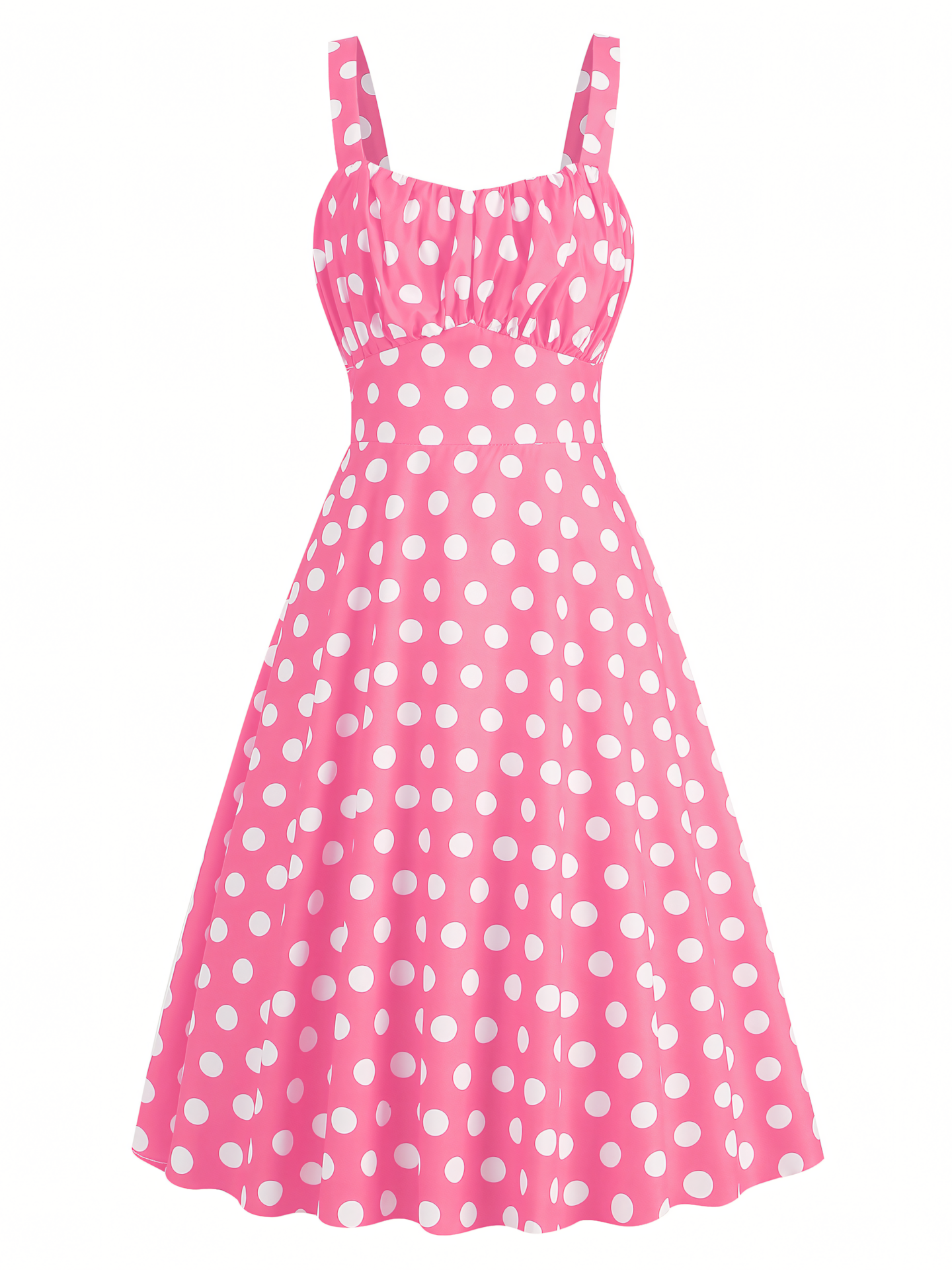 Suspender Polka Pink Dot Midi Dress