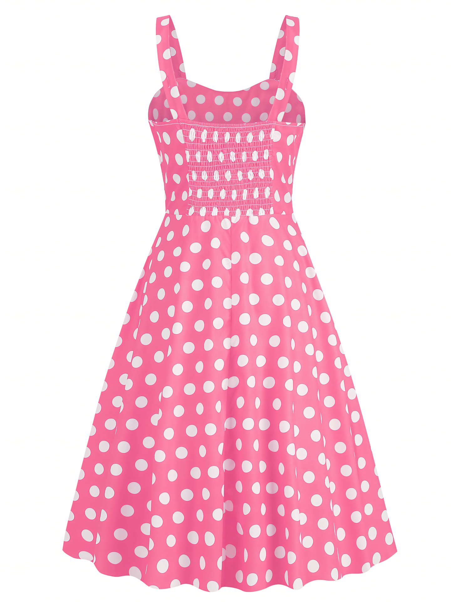 Suspender Polka Pink Dot Midi Dress