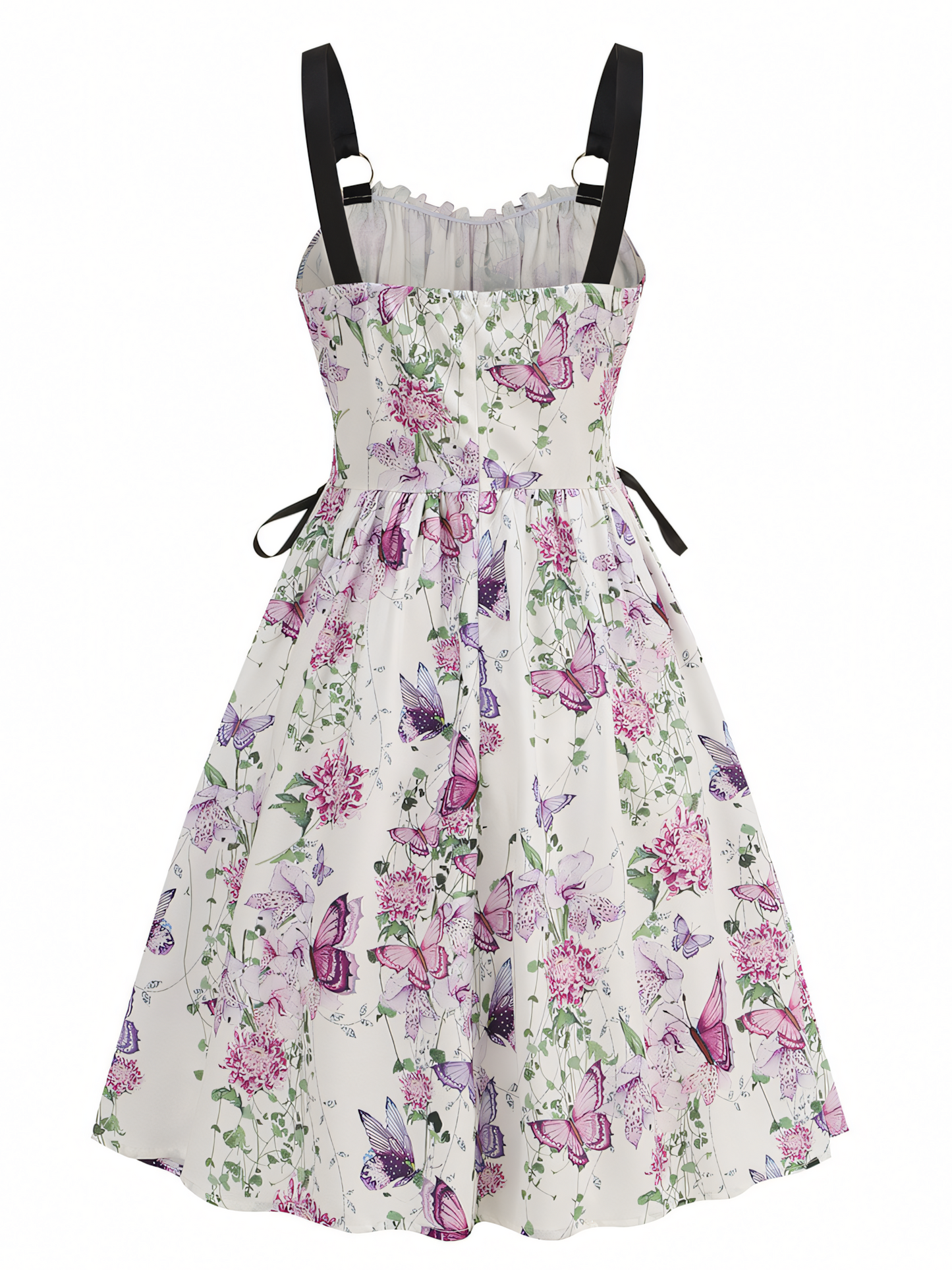 Purple Floral Print Slip Midi Dress