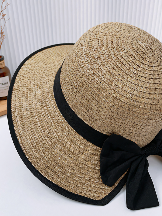 Bow Straw Strap Beach Hat