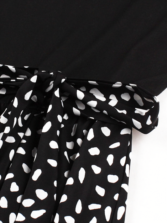 Black White Dot Vintage Midi Dress