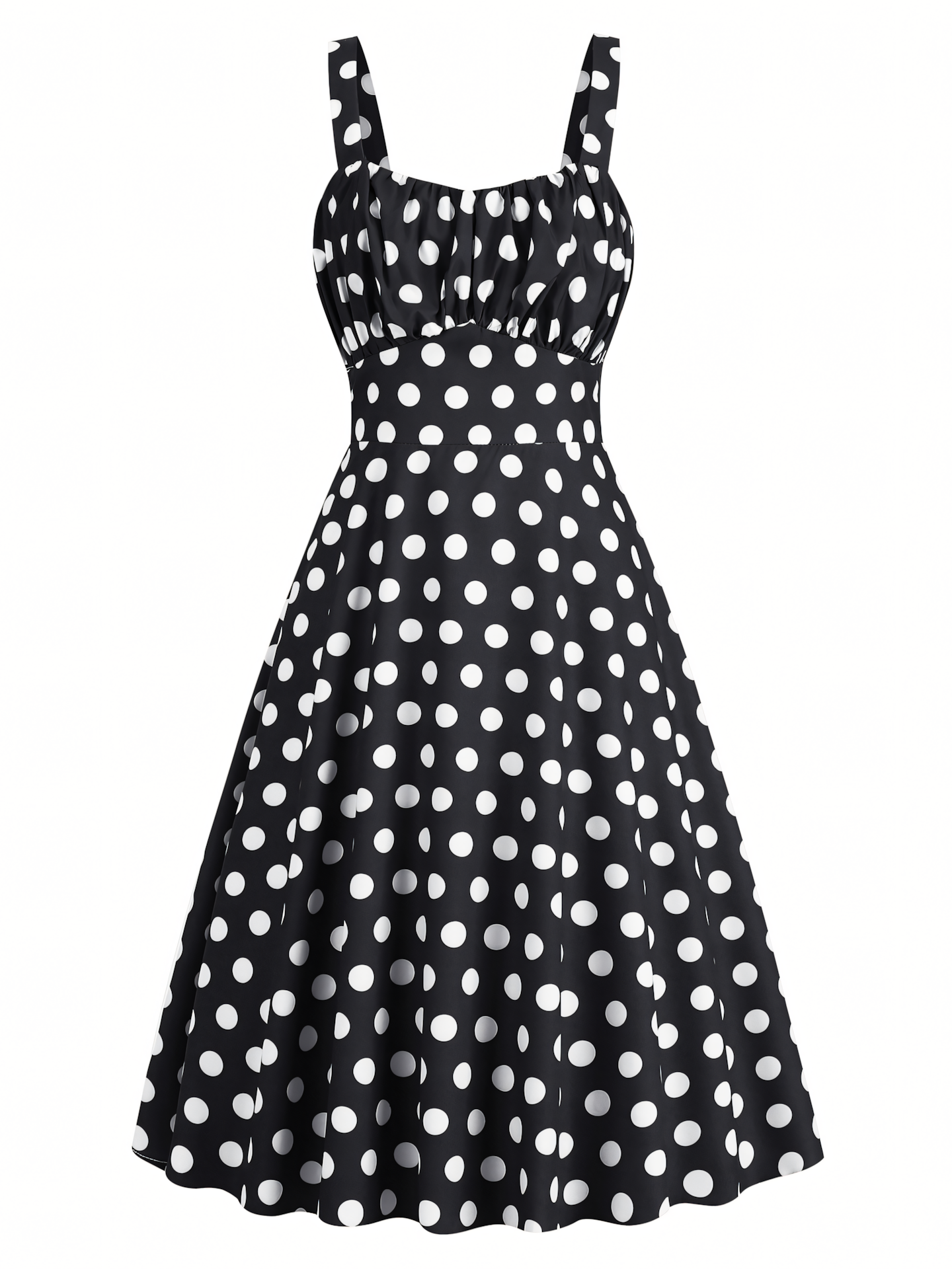 Suspender Polka Black Dot Midi Dress