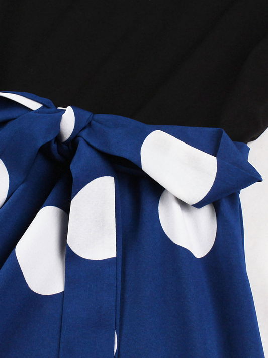 Blue White Dot Vintage Midi Dress