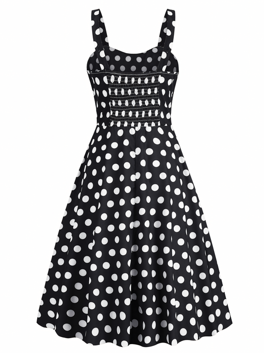 Suspender Polka Black Dot Midi Dress