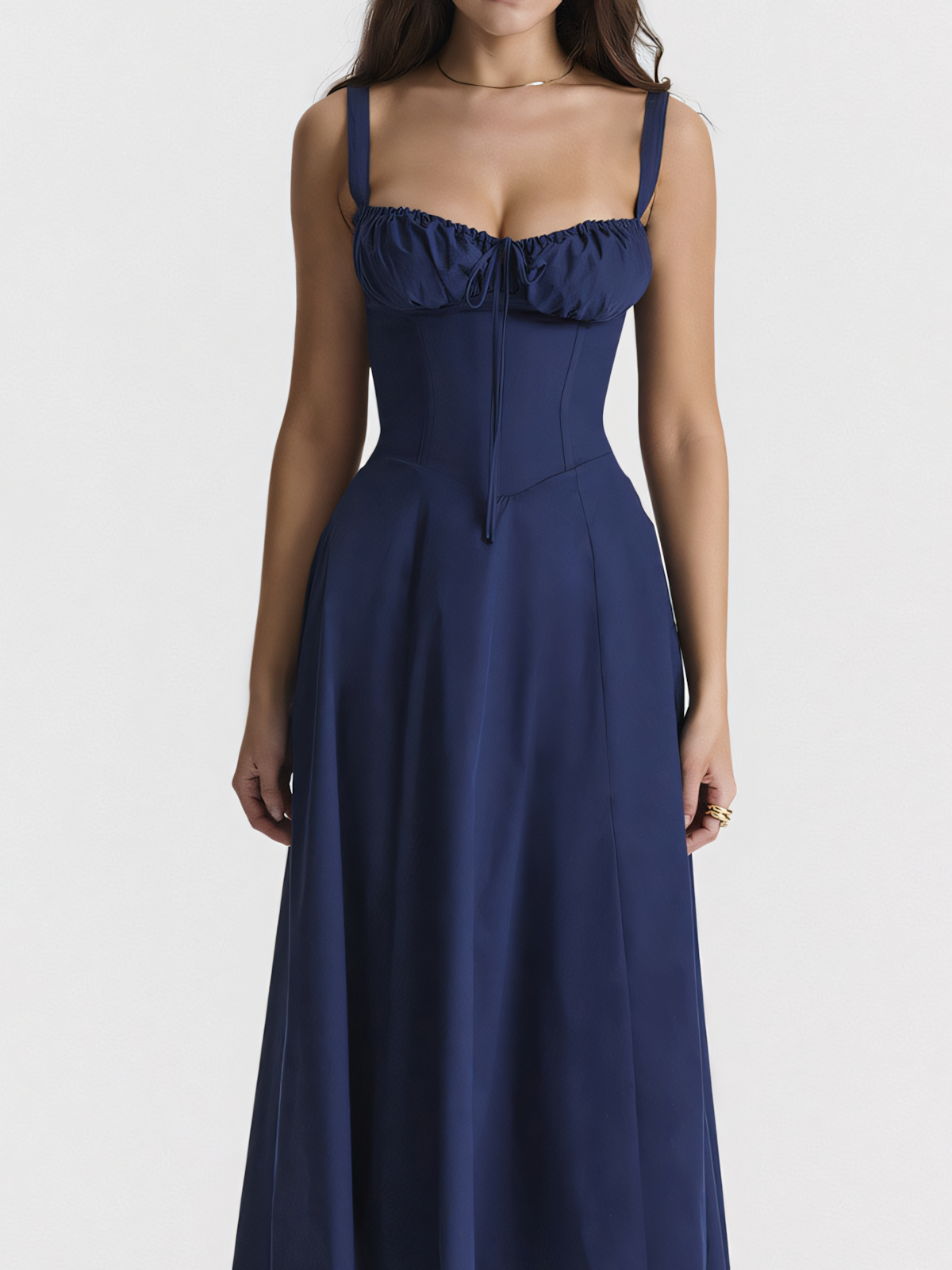 Solid Vintage-inspired Bandage Slip Maxi Dress