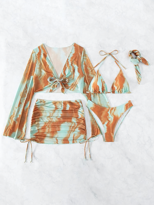 Tie-dye Sexy Bikini Five-piece Set