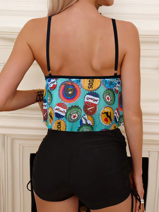 Printed Shorts Tankini Set