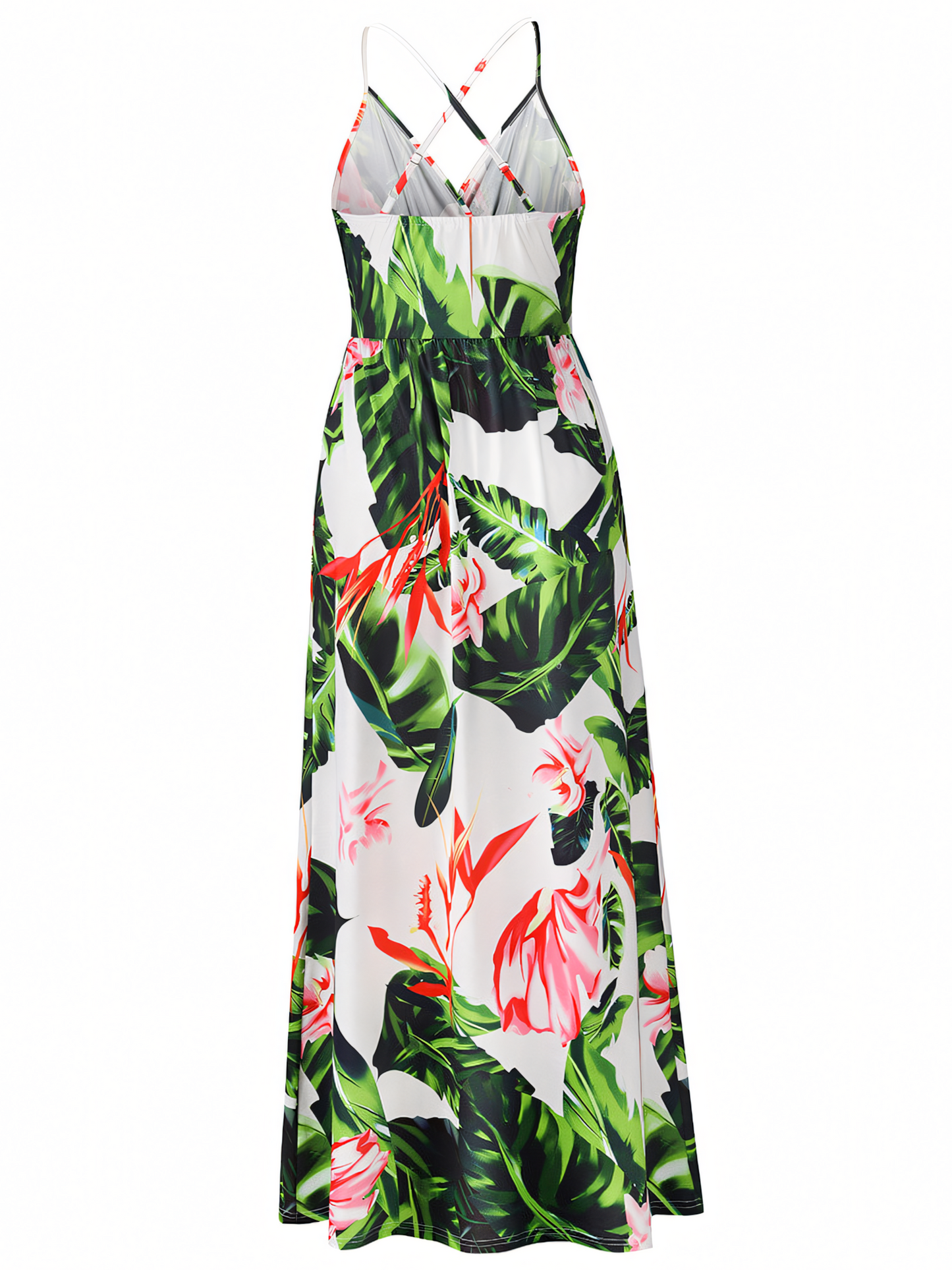 White Floral Bohemia Halter Maxi Dress