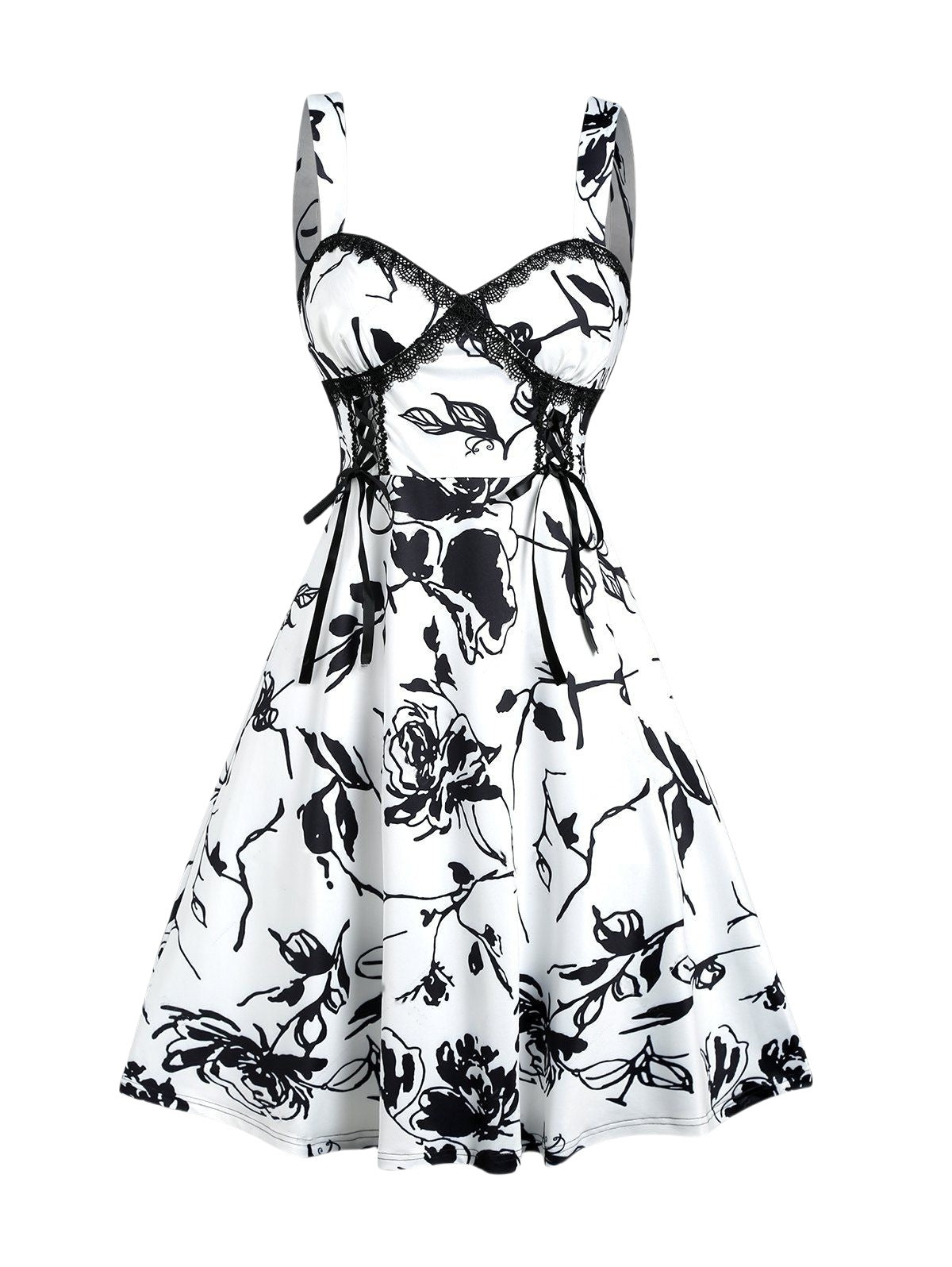 Lace Printed Slip Midi Dress