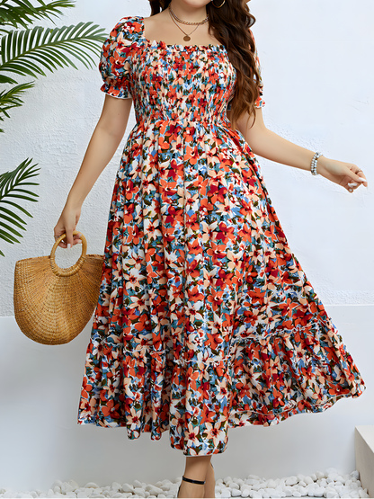 Floral Waist-slimming Maxi Dress