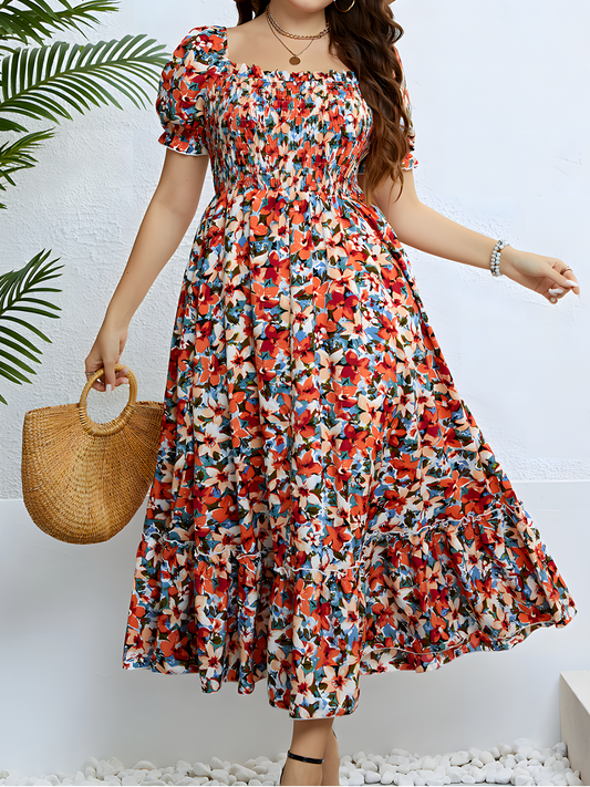 Floral Waist-slimming Maxi Dress