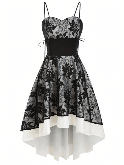 Vintage Halter Sheath Fishtail Lace Tie Midi Dress