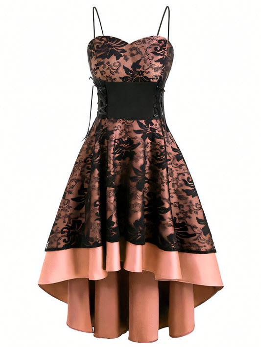 Vintage Halter Sheath Fishtail Lace Tie Midi Dress