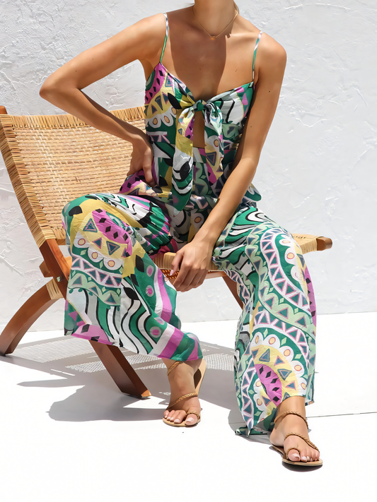 Green Printed Camisole Jumpsuit