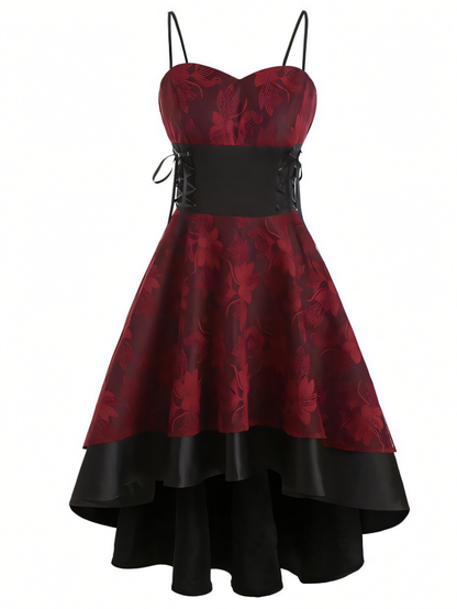 Vintage Halter Sheath Fishtail Lace Tie Midi Dress