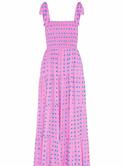 Polka Dot Print Halter Maxi Dress