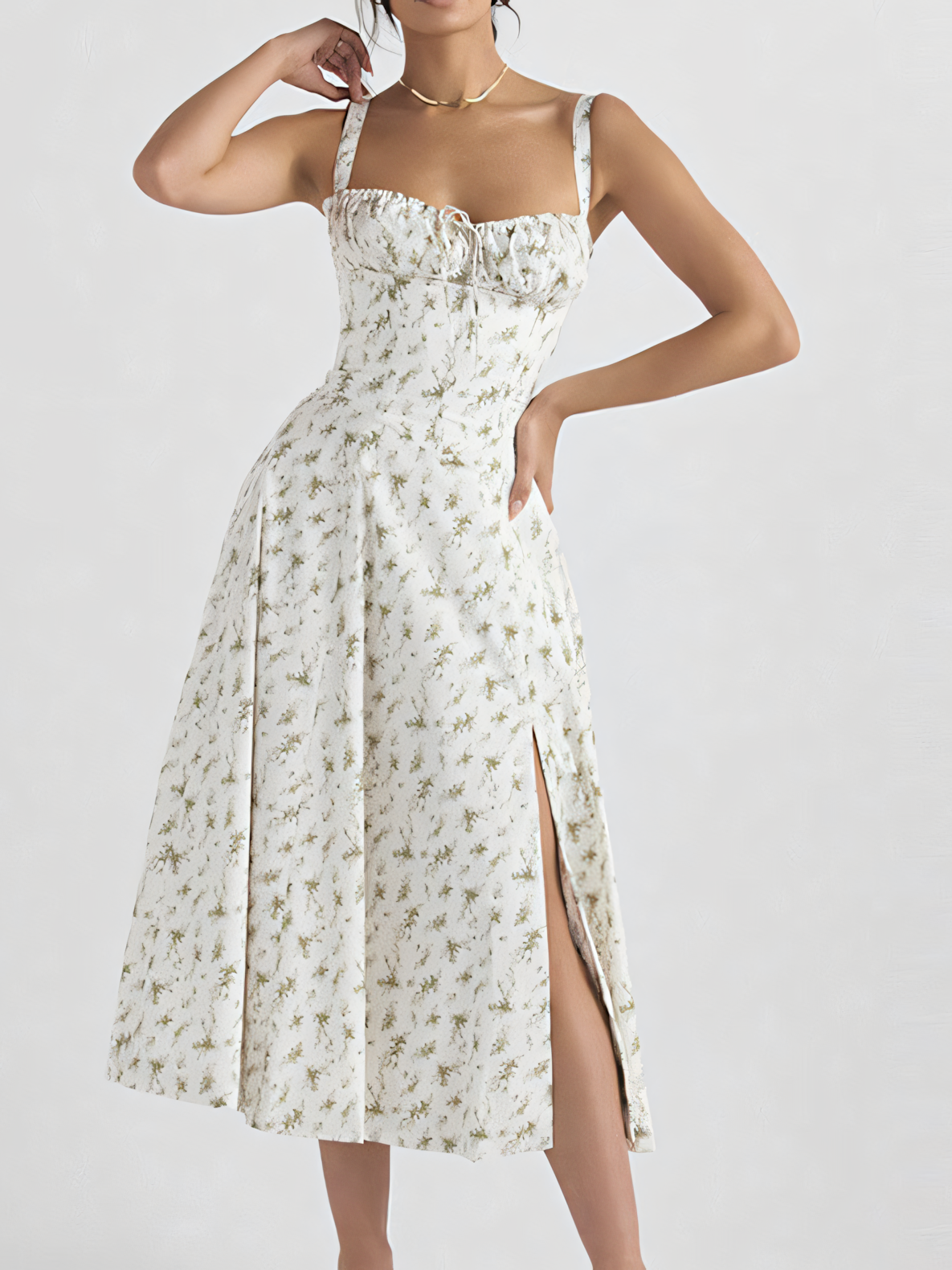 Floral Vintage-inspired Bandage Slip Maxi Dress