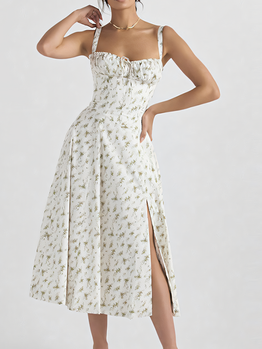 Floral Vintage-inspired Bandage Slip Maxi Dress