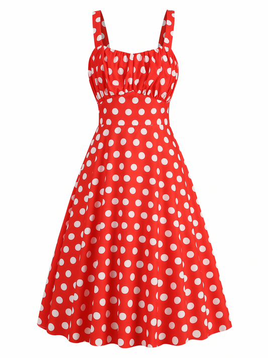 Polka Red Dot Midi Dress