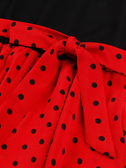 Red Black Dot Vintage Midi Dress