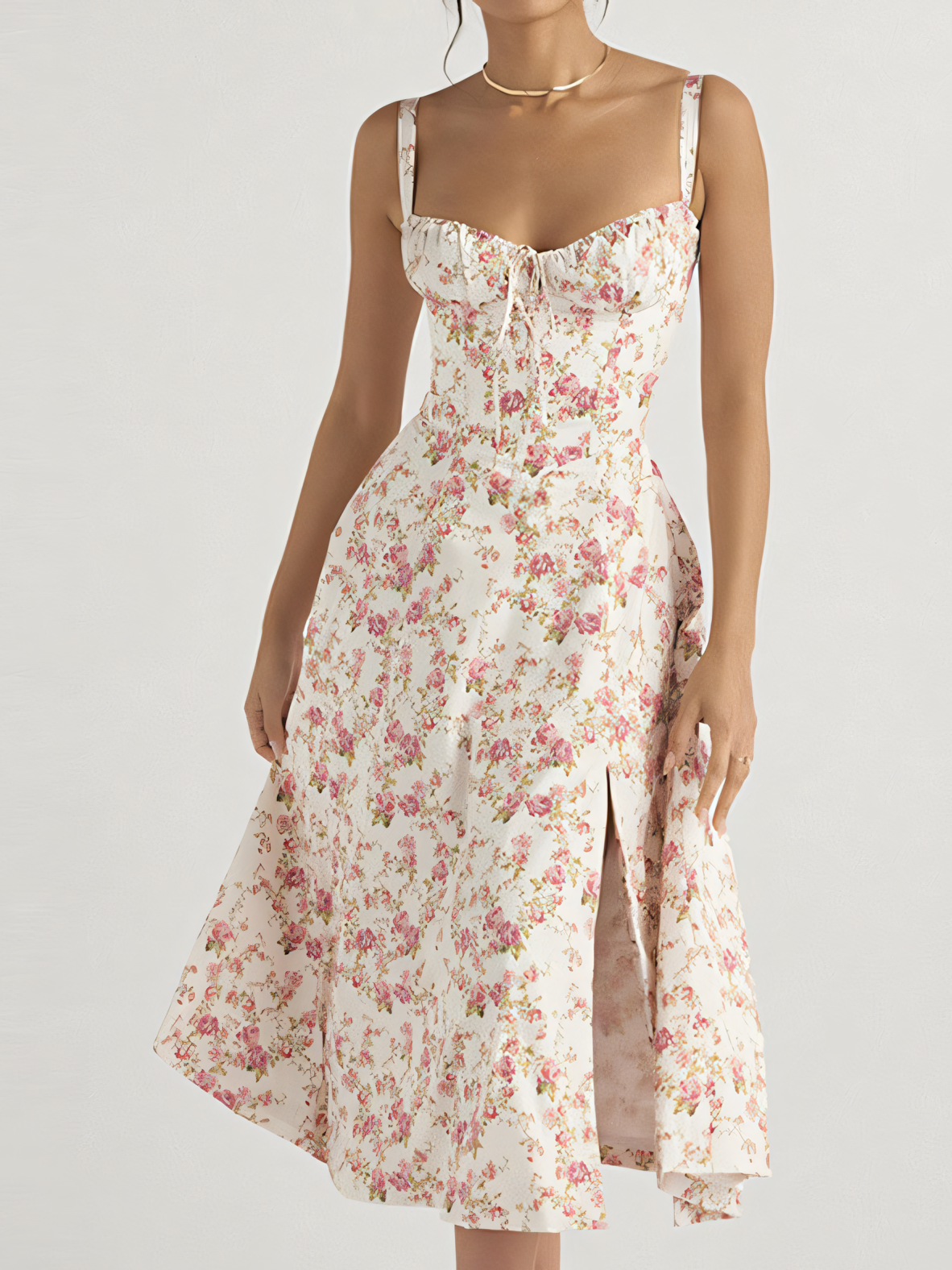 Floral Vintage-inspired Bandage Slip Maxi Dress