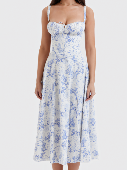 Floral Vintage-inspired Bandage Slip Maxi Dress