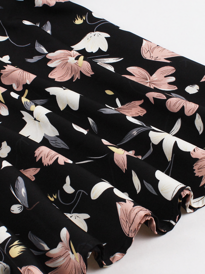 White Pink Floral Vintage Midi Dress