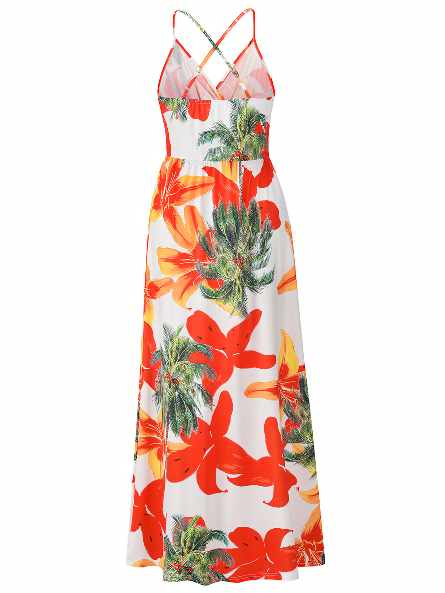 Red Floral Bohemia Halter Maxi Dress