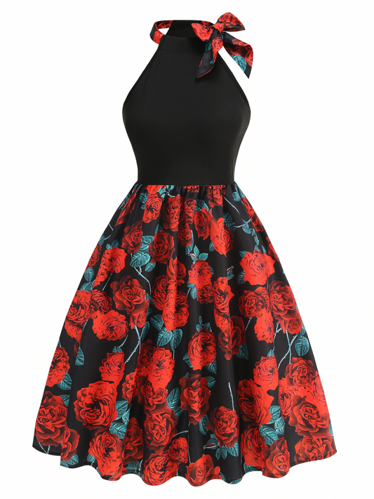 Vintage Elegant Printed Midi Dress