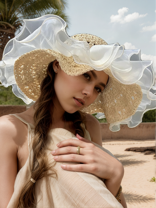 Lace Straw Seaside Full Beach Hat