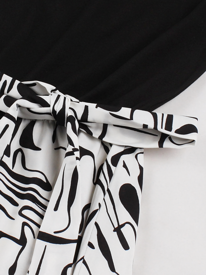 Black White  Vintage Midi Dress