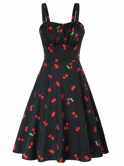 Cherry Printed Slip Midi Dress