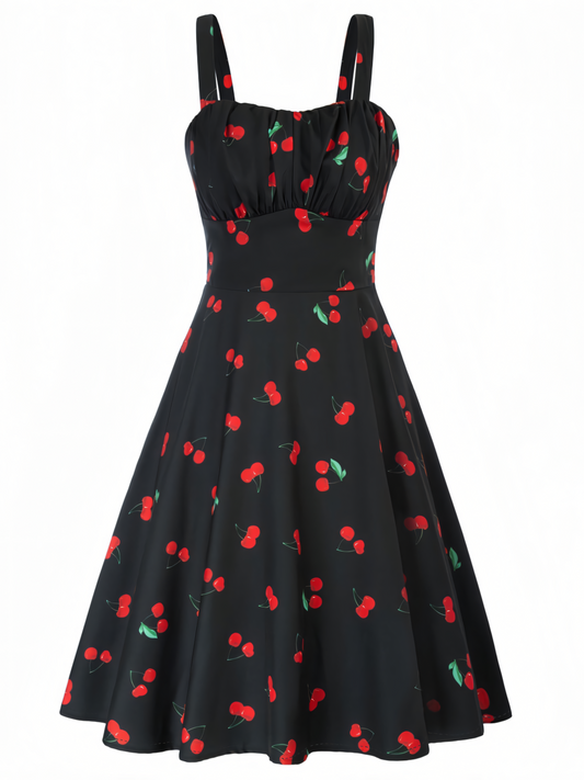 Cherry Printed Slip Midi Dress