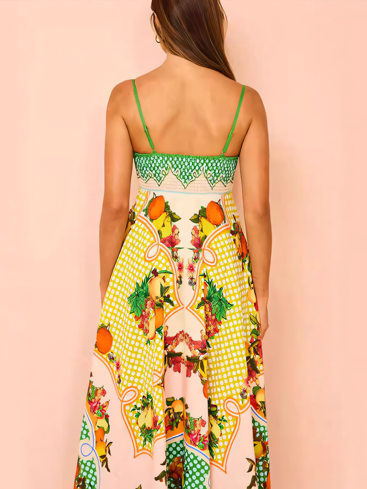 Colorful Printed High-waist  Slip  Maxi Dress