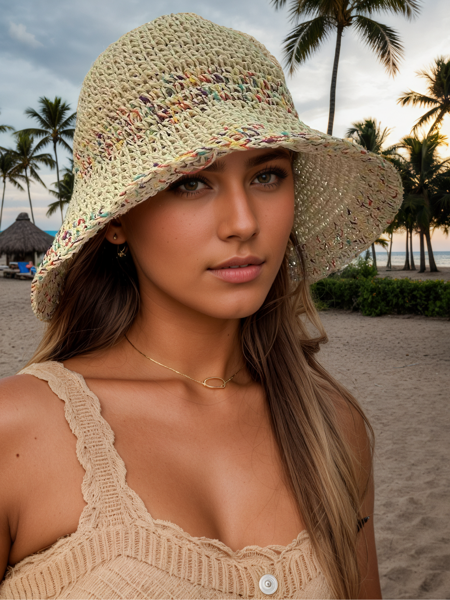 Straw Rainbow Hat Beach Hat