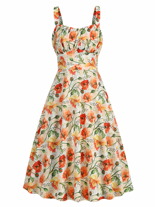 Floral Printed Slip Midi Dress
