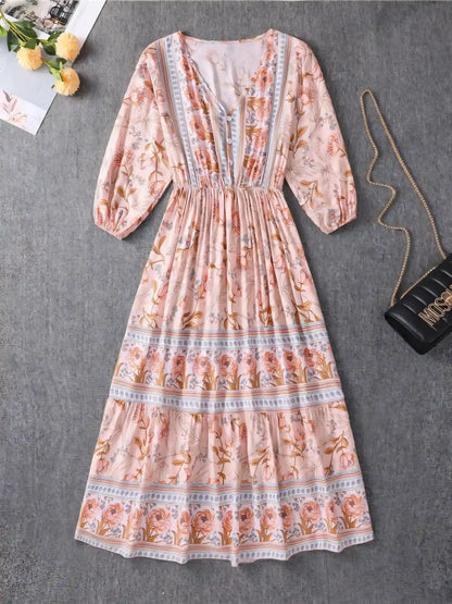 Bohemian Printed A-Line Maxi Dress