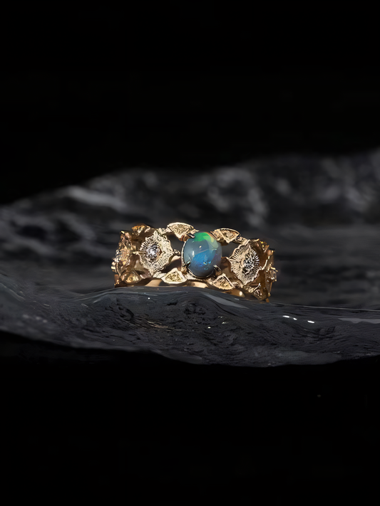 Colorful Vintage Starburst Diamond Ring