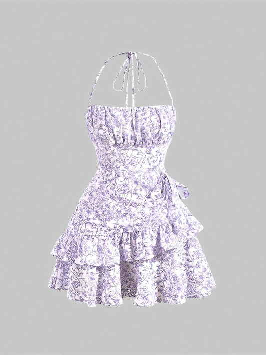 Floral Suspender Cake Mini Dress