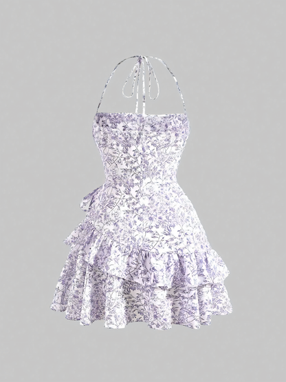 Floral Suspender Cake Mini Dress