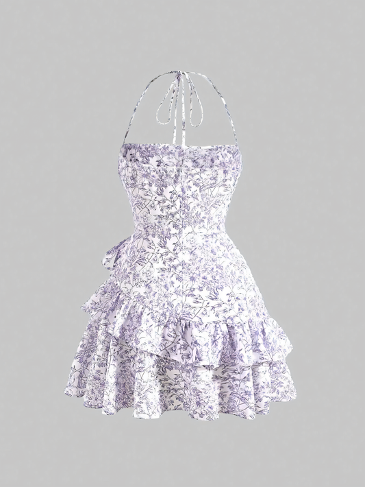 Floral Suspender Cake Mini Dress