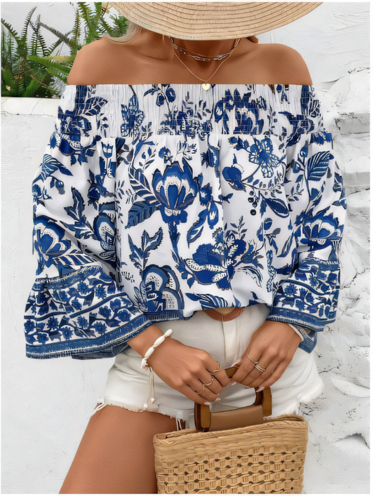 Strapless Floral Print Shirt